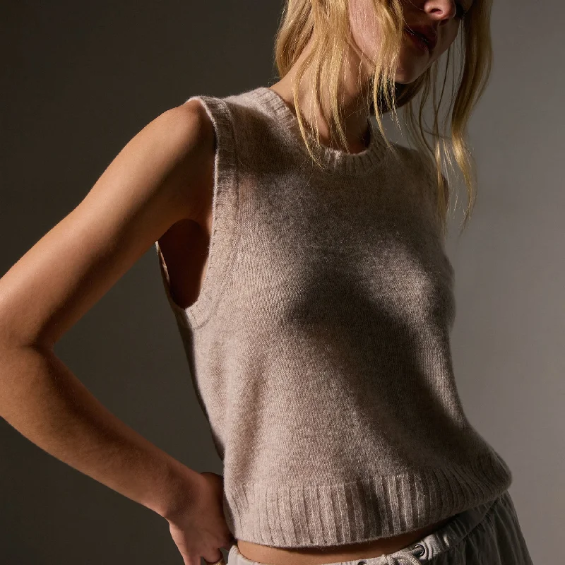 Soft Featherweight Cashmere Vest - Light Beige