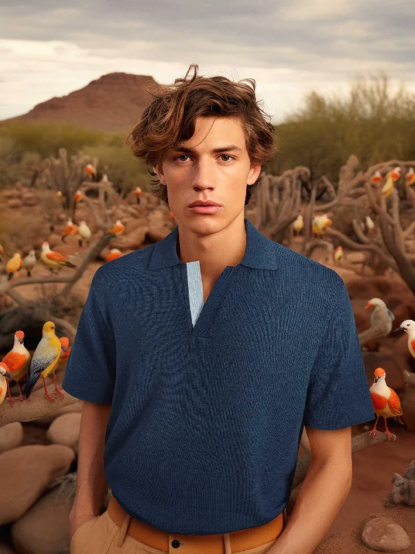 The Knitted Polo Shirt - Atlantic Blue