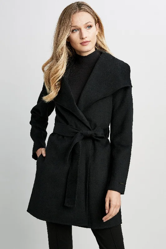 Tahari Double Face Wool Lightweight Wrap Coat