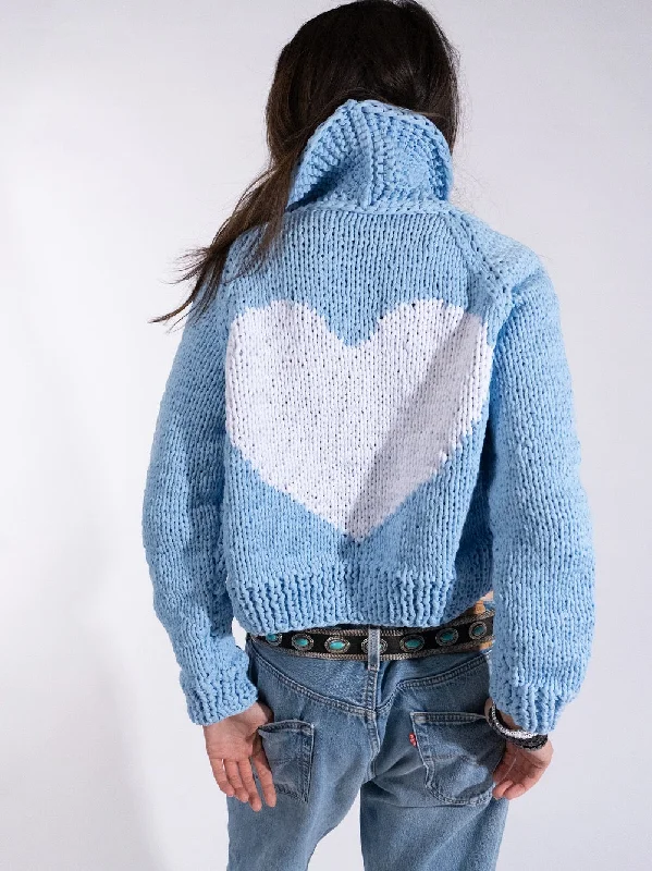 PRE SALE- GOGO Jersey Classic Heart Cardi- Blue Bell