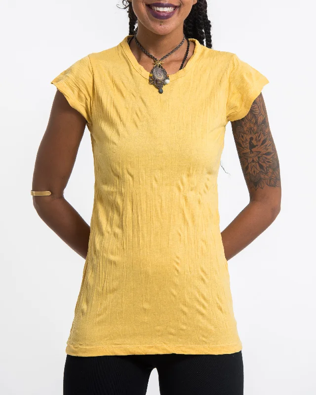 Womens Solid Color T-Shirt in Yellow