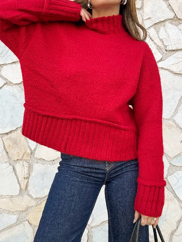 Ring my Line Turtleneck Sweater in Red