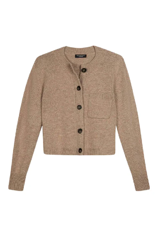 Repeat Cashmere Chunky Knit Cardigan in Taupe