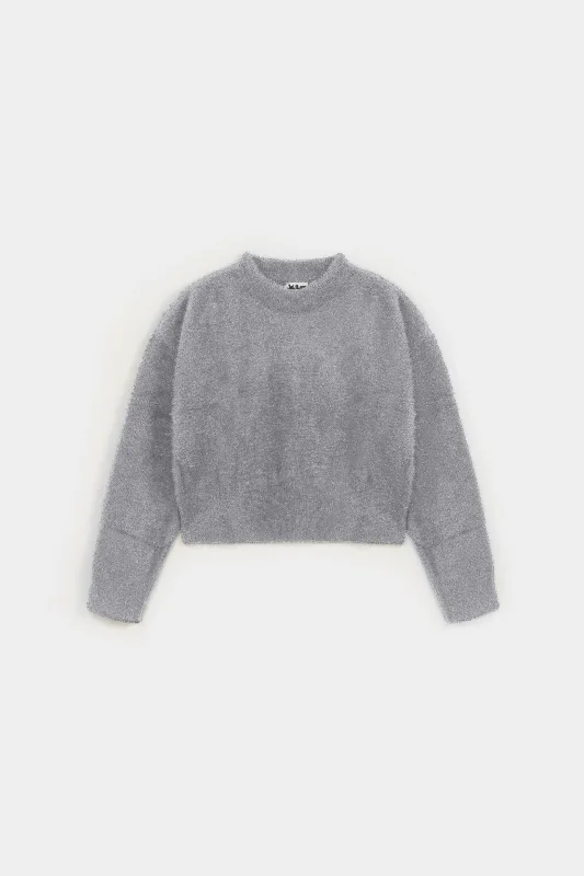 Cropped Basic Plush Sweater