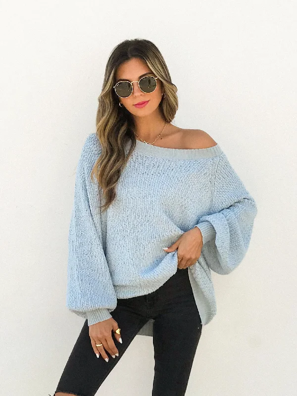 Delicate Knit Sweater in Blue