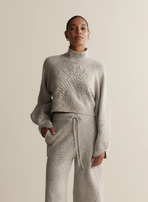 Natasha Wool Embroidery Knit | Grey Marle