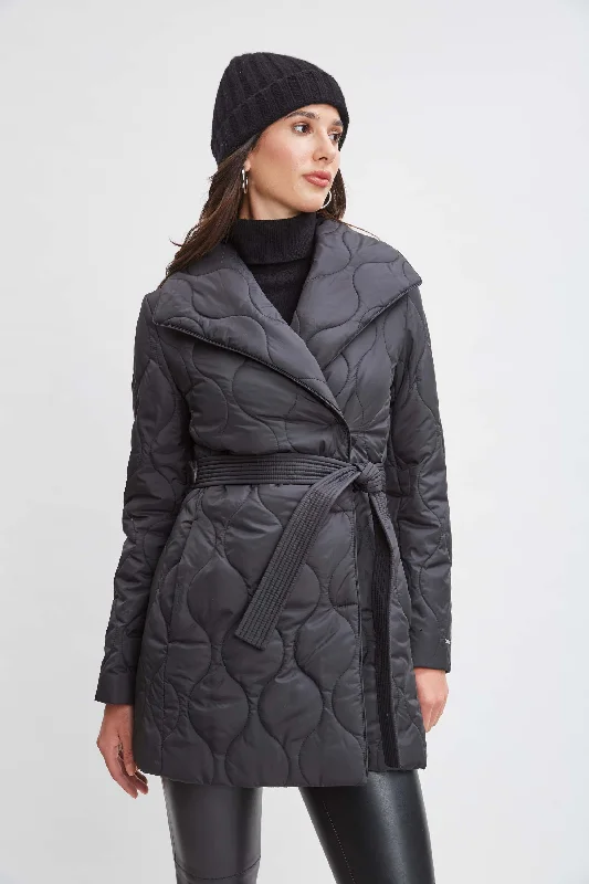 Tahari Lightweight Quilted Wrap Puffer Coat