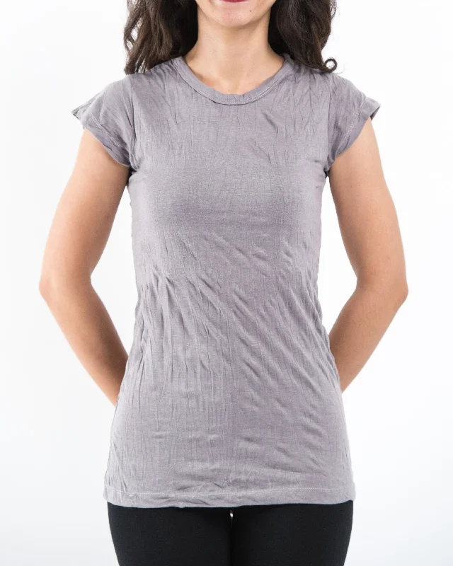 Womens Solid Color T-Shirt in Gray