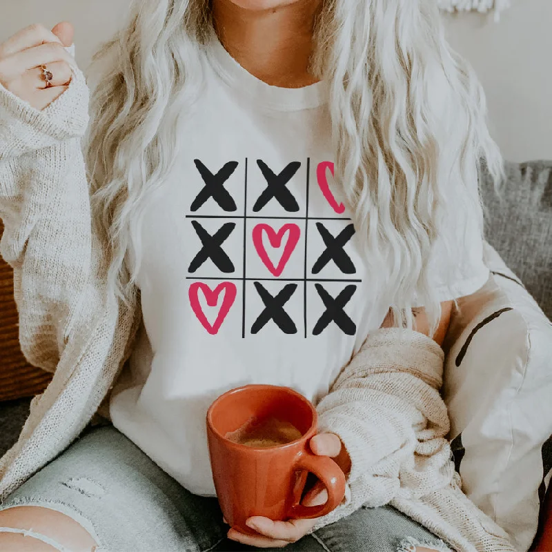 Tic Tac Toe Love Heart White T-Shirt