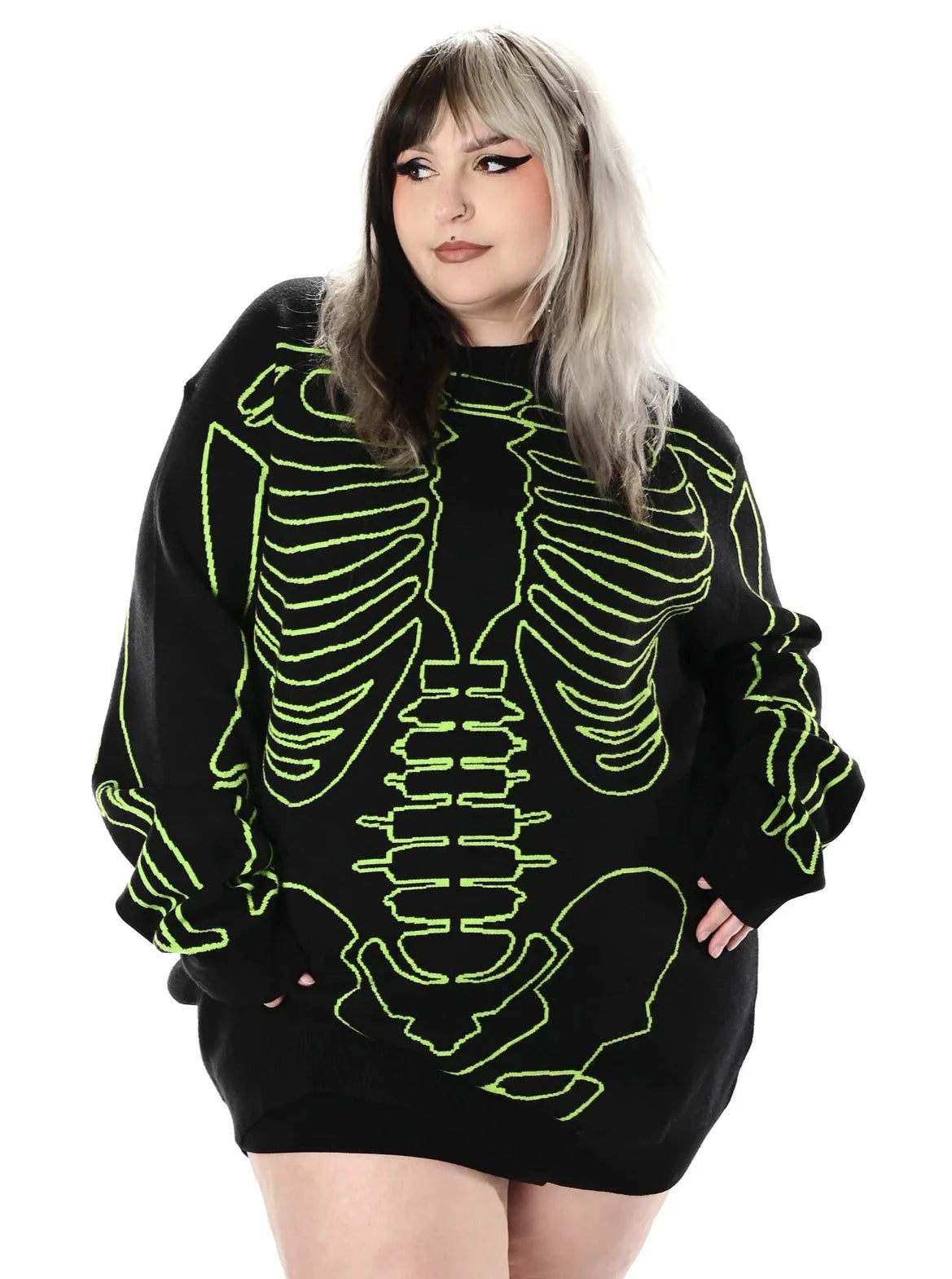 All Bones Sweater- Slime Green FOXBLOOD