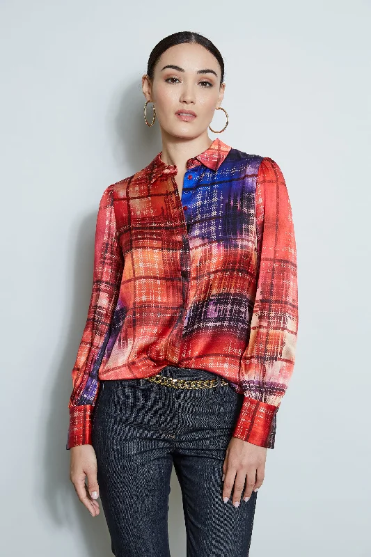 Silk Digital Plaid Shirt