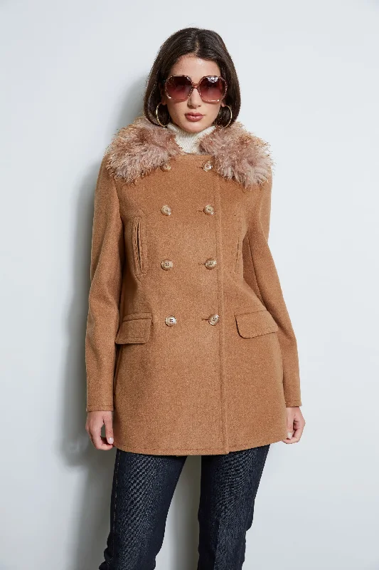 Faux Fur Collar Peacoat