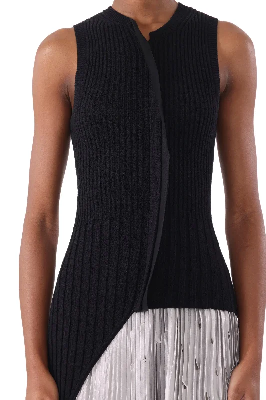 RIB KNIT ASYMMETRICAL SWEATER VEST