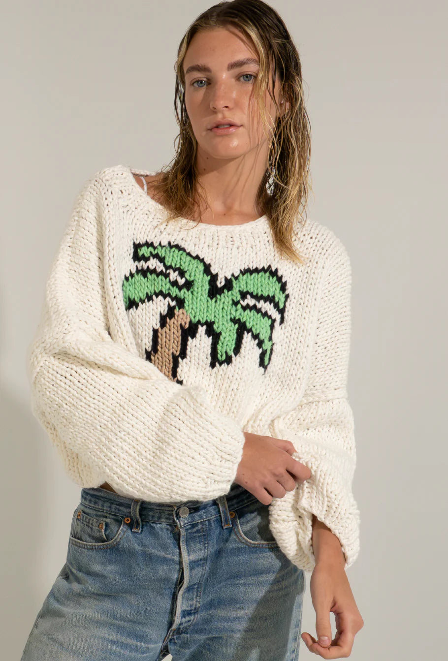 PRE-SALE- GOGO Chunky Cotton Palm Tree Pull Over