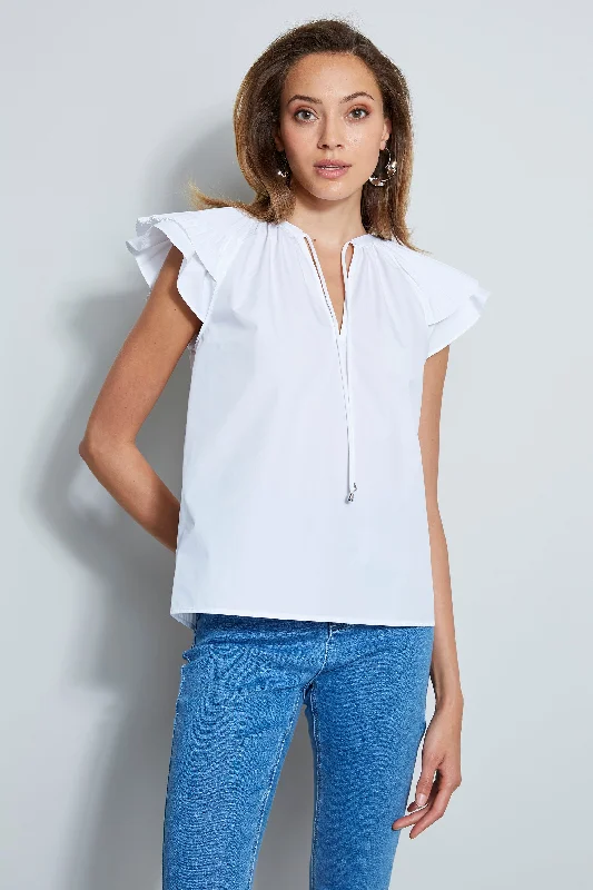 Pleated Flutter Sleeve Shirt