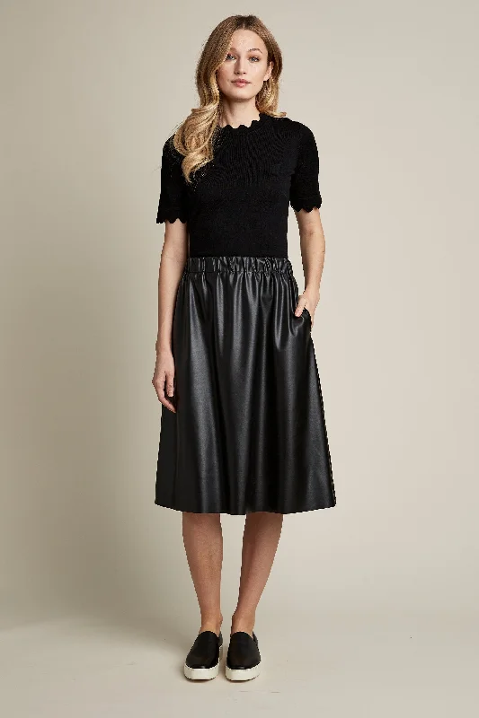 Vegan Leather Pull On Skirt