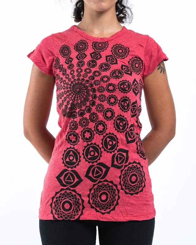 Womens Chakra Fractal T-Shirt in Red