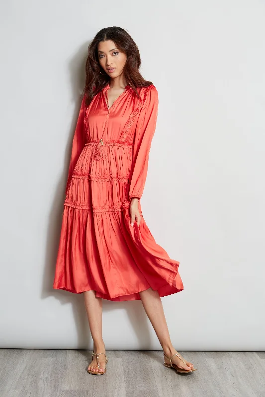 Long Sleeve Ruffle Midi Dress