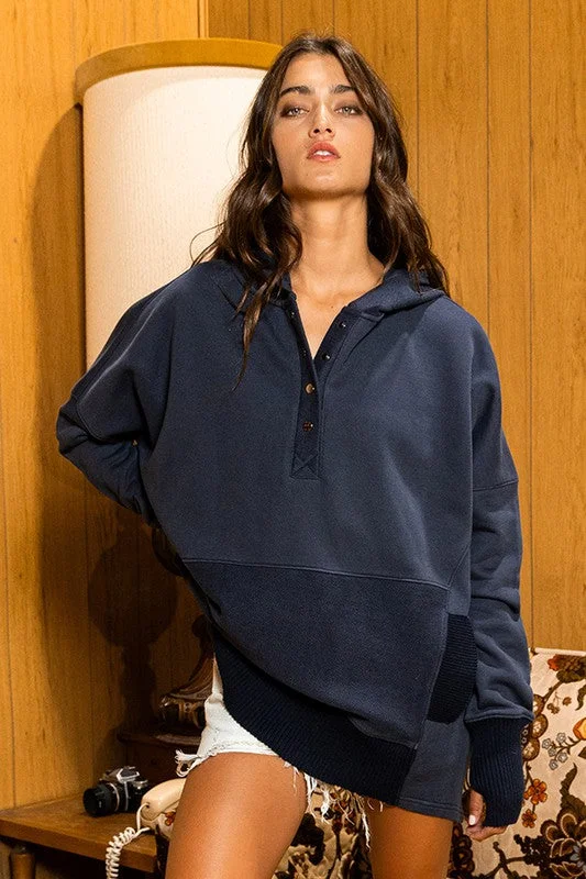 Staying In Hooded Top Classic Women's Pin - striped