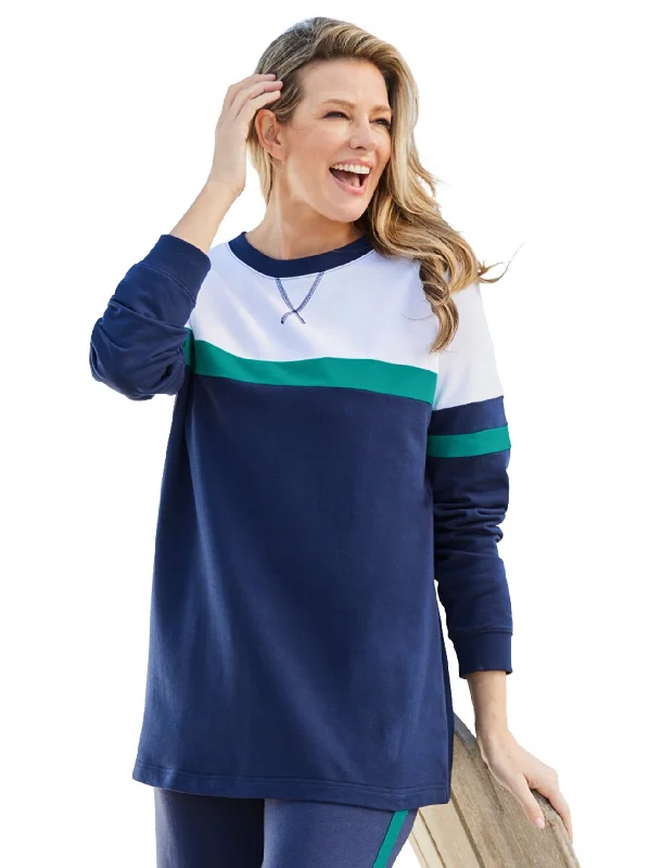 Color Block Long Sleeve Sweatshirt Sporty Women's Athleisure 