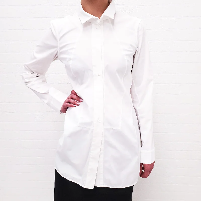 JIL SANDER WHITE COTTON BUTTON UP BLOUSE - SIZE 34