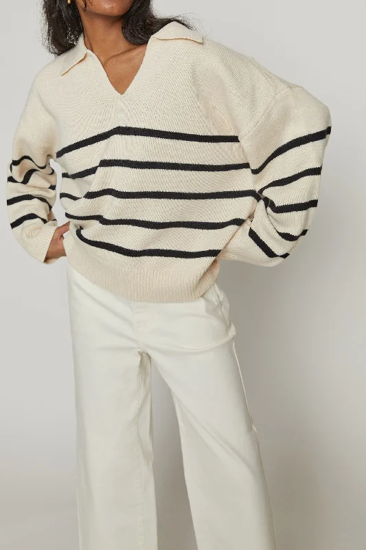 STRIPED COLLARED SWEATER