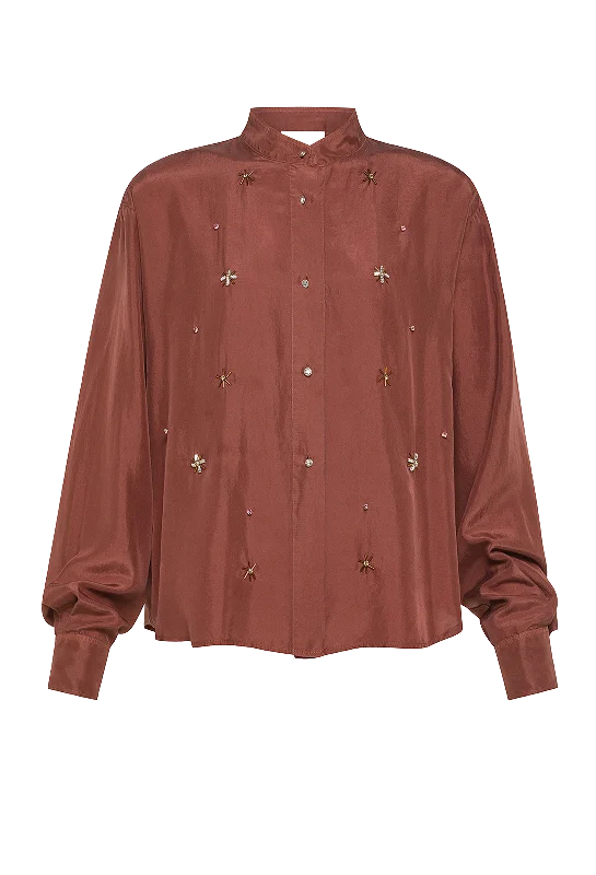 Silk Habotai Shirt With Crystals