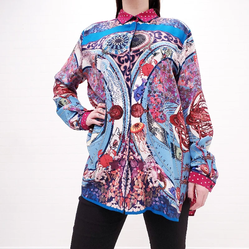 ETRO PINK AND BLUE PATTERNED BLOUSE - SIZE 50