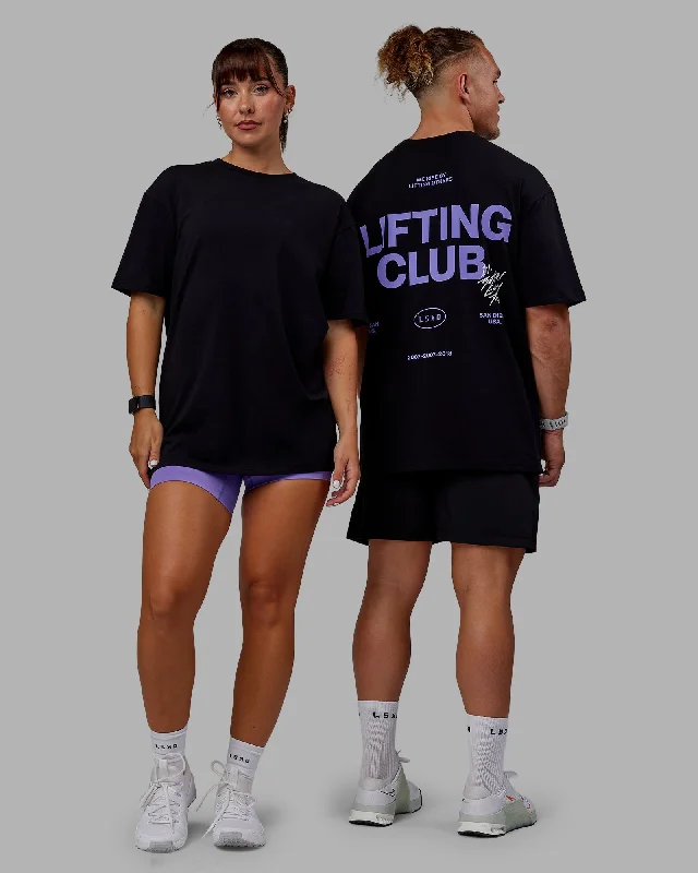 Unisex Lifting Club FLXCotton Tee Oversize - Black-Dahlia Purple