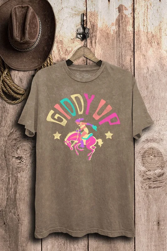 Pre-Order Giddy Up Rainbow Graphic Tee - Mocha Mineral