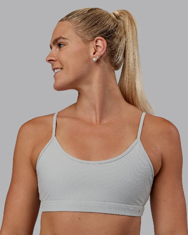 Tenacity Ribbed Lounge Bra - Light Grey Marl