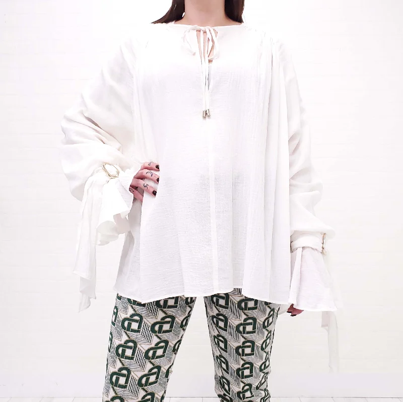 BALMAIN WHITE OVERSIZED BLOUSE - SIZE 46