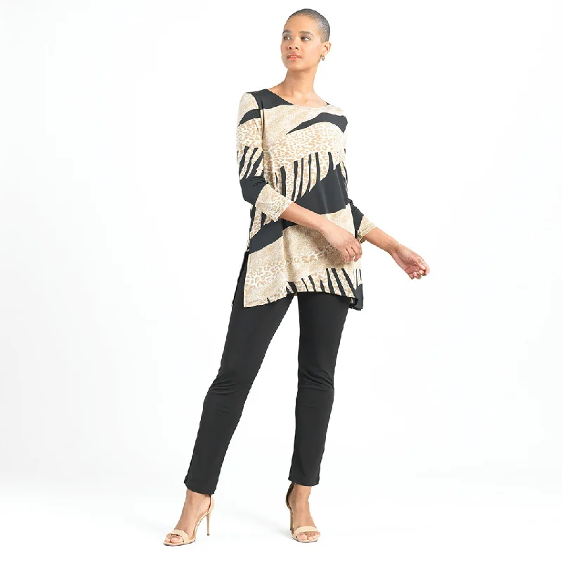 Side Vent Kerchief Hem Tunic - Safari Patch - Final Sale!