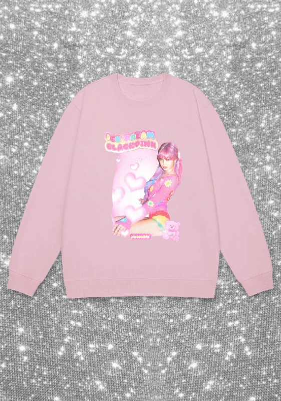 Pink Ice Cream Kpop Y2K Sweatshirt Cherrykitten Geometric