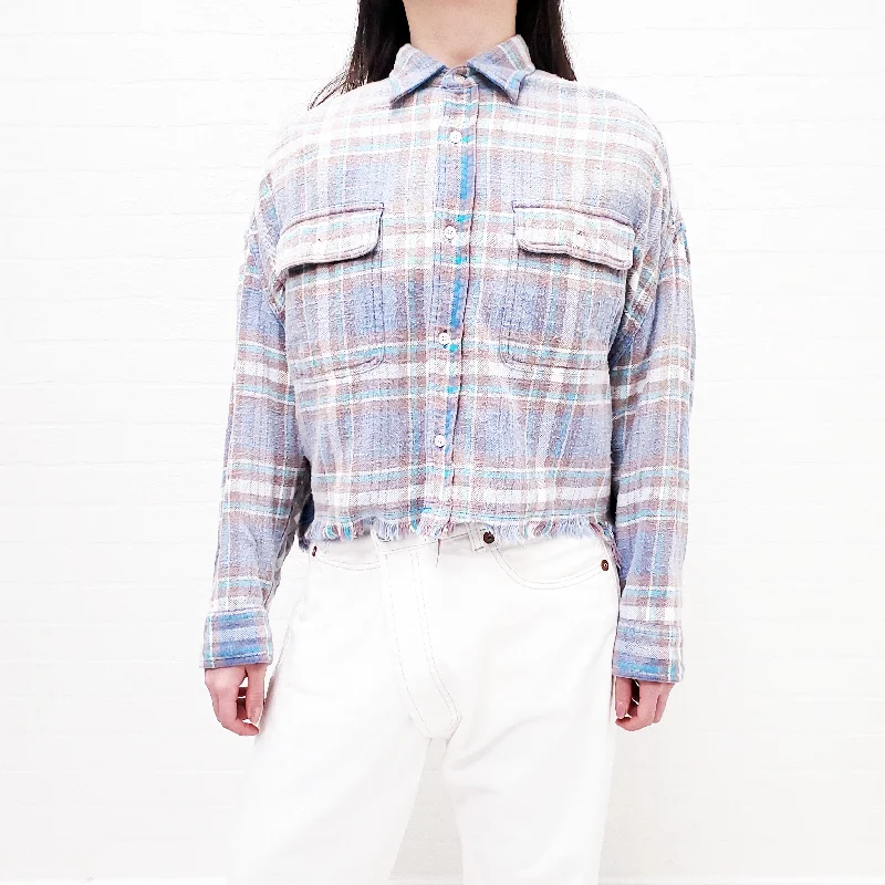 R13 PLAID CROPPED BUTTON UP SHIRT - SIZE XS