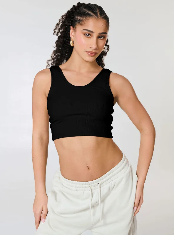 Women's Crop & Lock Tank Black