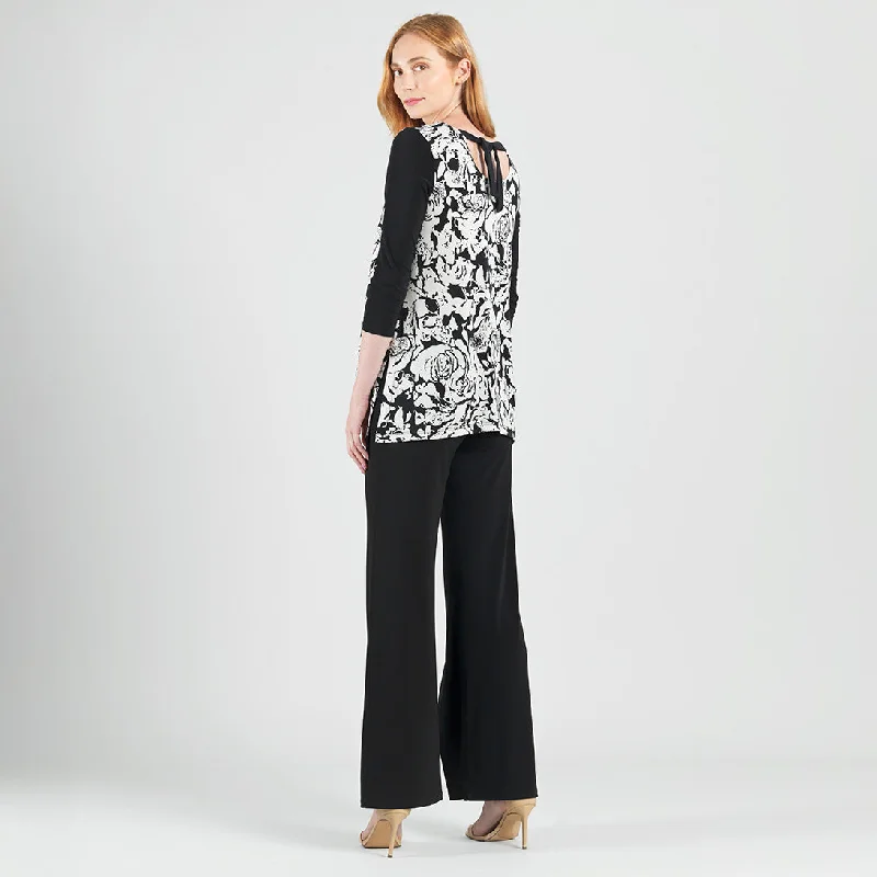 Back Tie Side Vent Tunic - Abstract Rose