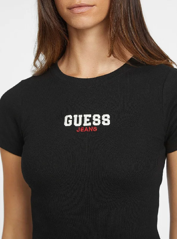 Guess Jeans Black Ribbed T-Shirt