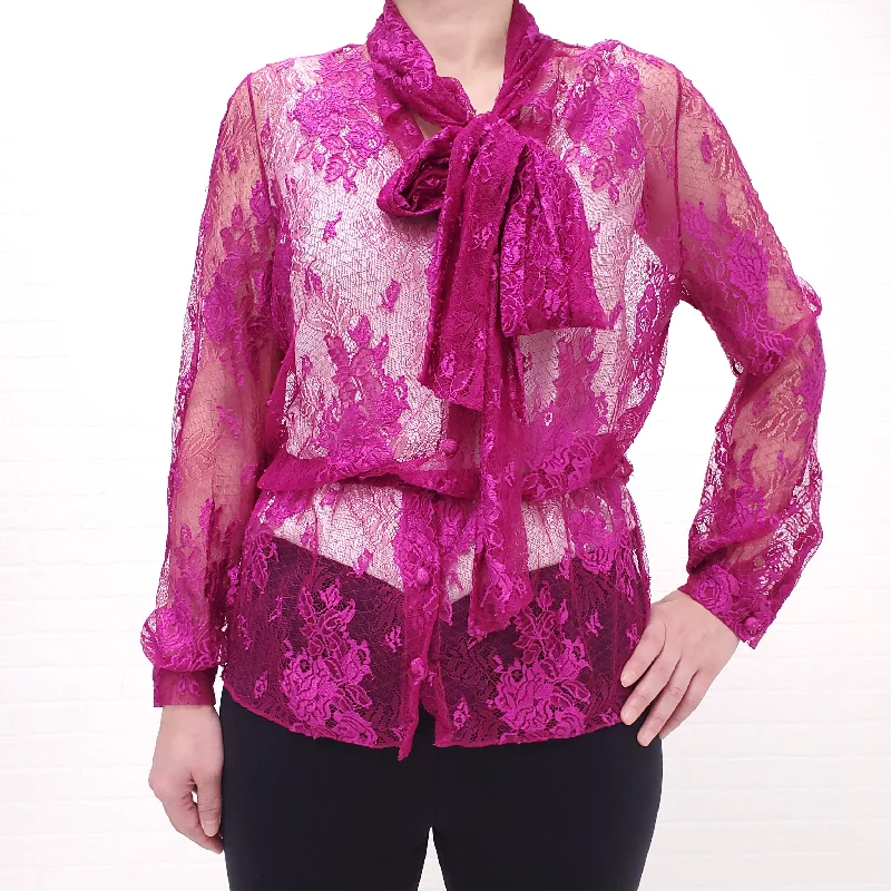 BALENCIAGA FUSCIA PINK LACE BLOUSE - SIZE 40