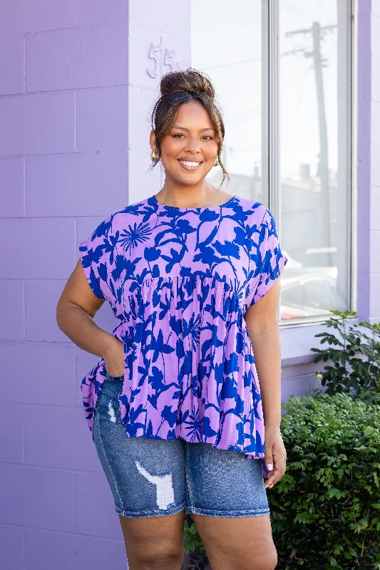 Sally Top in Blue & Purple