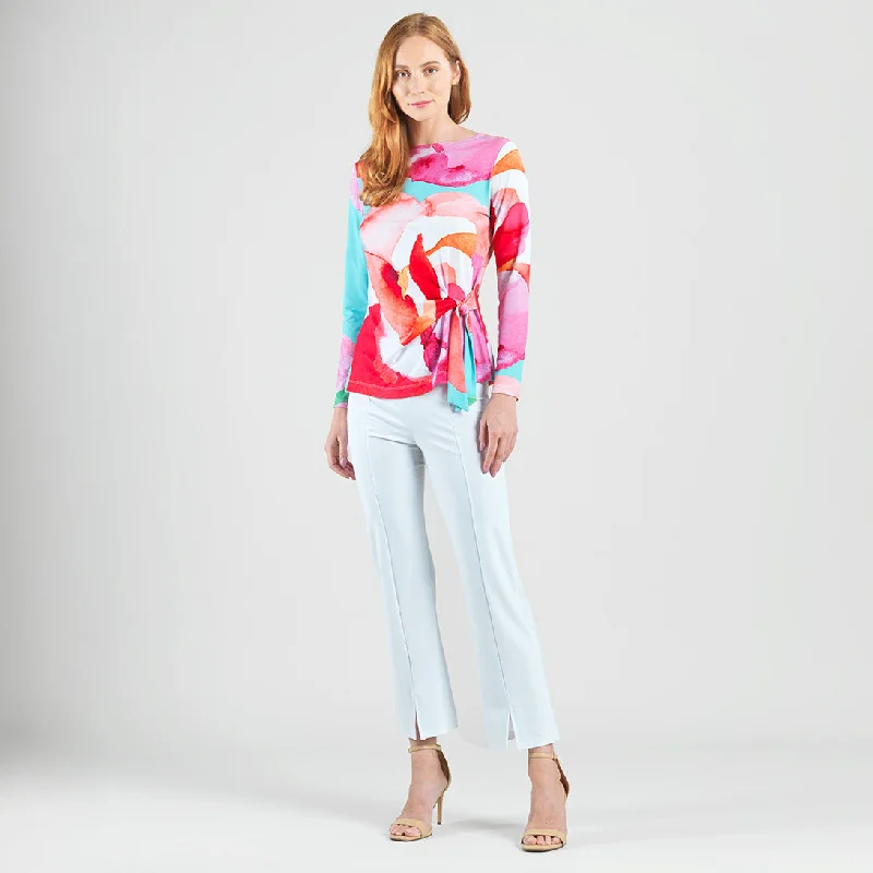 Side Tie Waist Top - Petal Watercolor