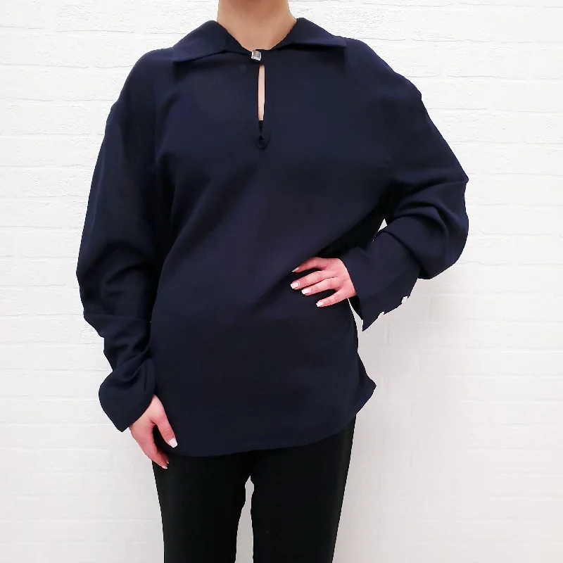 JACQUEMUS NAVY 'LE HAUT MARIN' BLOUSE - SIZE 48