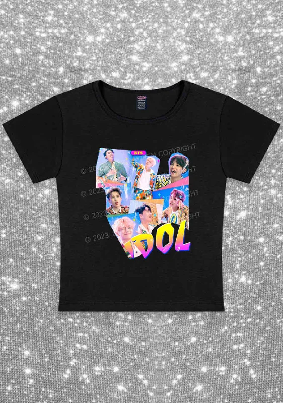 Bangtan Idol Kpop Y2K Baby Tee Cherrykitten Preppy Women's College