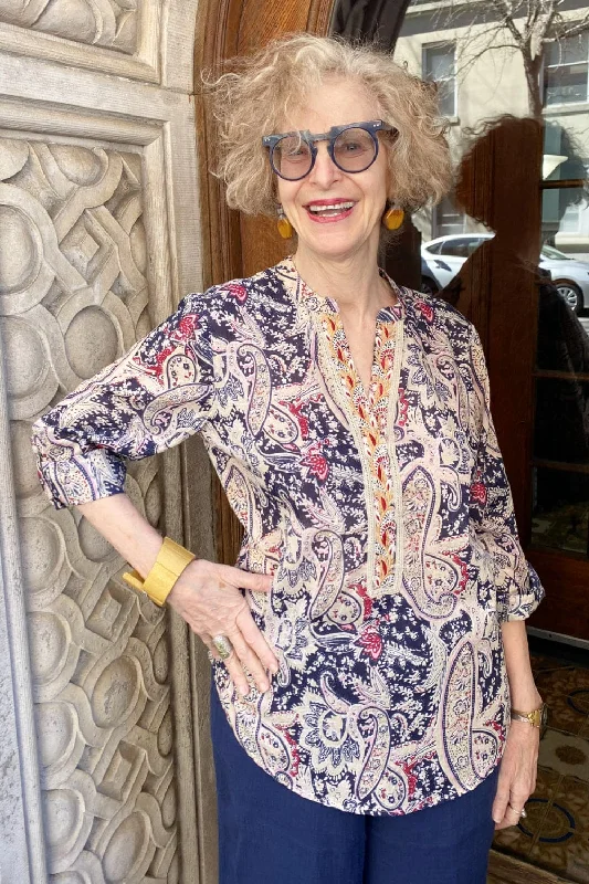Cotton Voile Embroidery Tunic Elegant Women's 