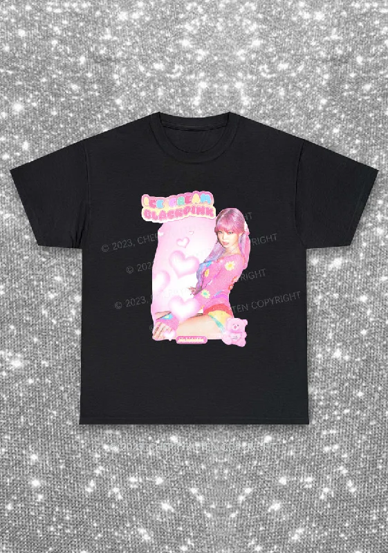 Pink Ice Cream Kpop Y2K Chunky Shirt Cherrykitten Confident Women's High - fashion