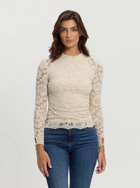 Beige Josephine Lace Top