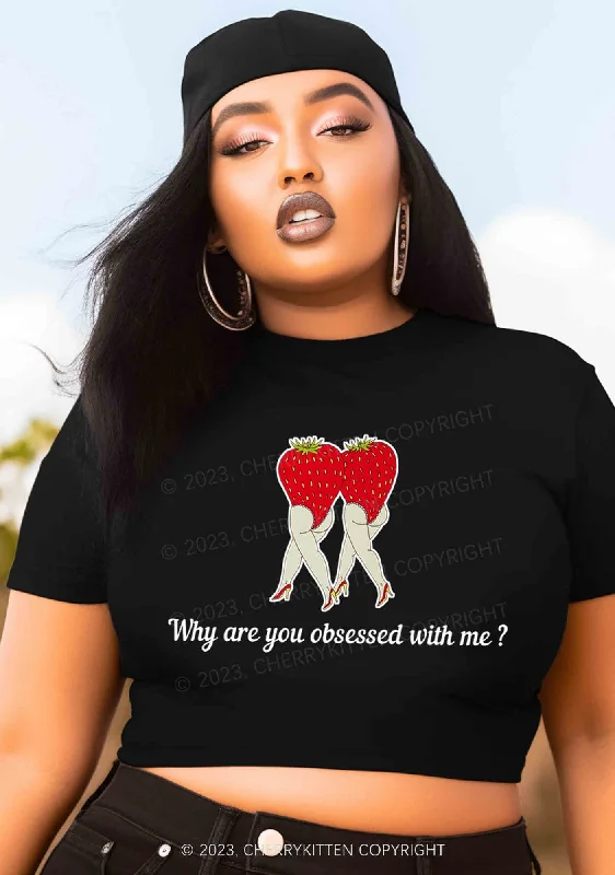 Curvy Why Are You Obsessed With Strawberries Baby Tee Cherrykitten Modern Women's Tech