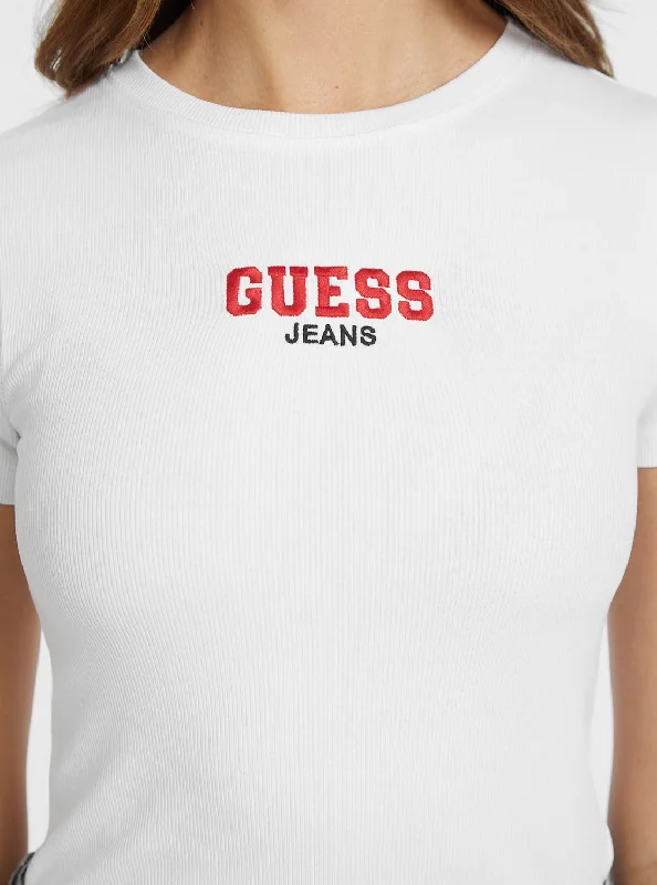 Guess Jeans White Ribbed T-Shirt