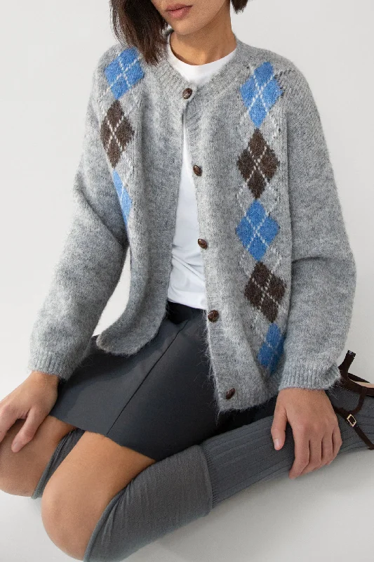 ARGYLE PATTERN CARDIGAN