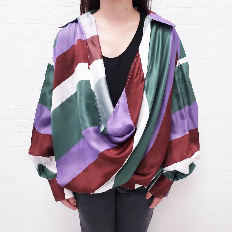 JACQUEMUS MULTI-COLOUR 'WAIST-TIED DRAPED BLOUSE - SIZE 38